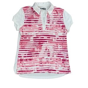 Callaway‎ Shirt Womens Large White Pink Polo Golf OptiDri MoistureWicking
